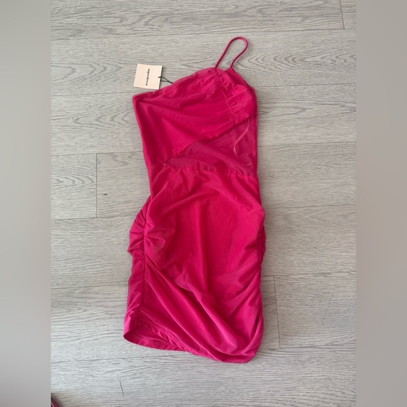 SUPERDOWN Pink Jerica Mesh Mini Dress One Shoulder Asymmetrical Women's xs - Picture 2 of 5